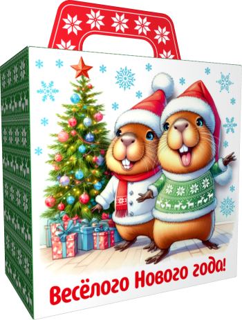 Коробка новогодняя подарочная Весёлые капибары, 145х80х150 (+40) мм — изображение 5